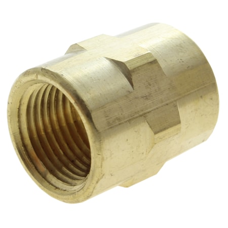 Fitting, Brass, Female Hex Coupling, 3/8 Female X 3/8 Female NPT